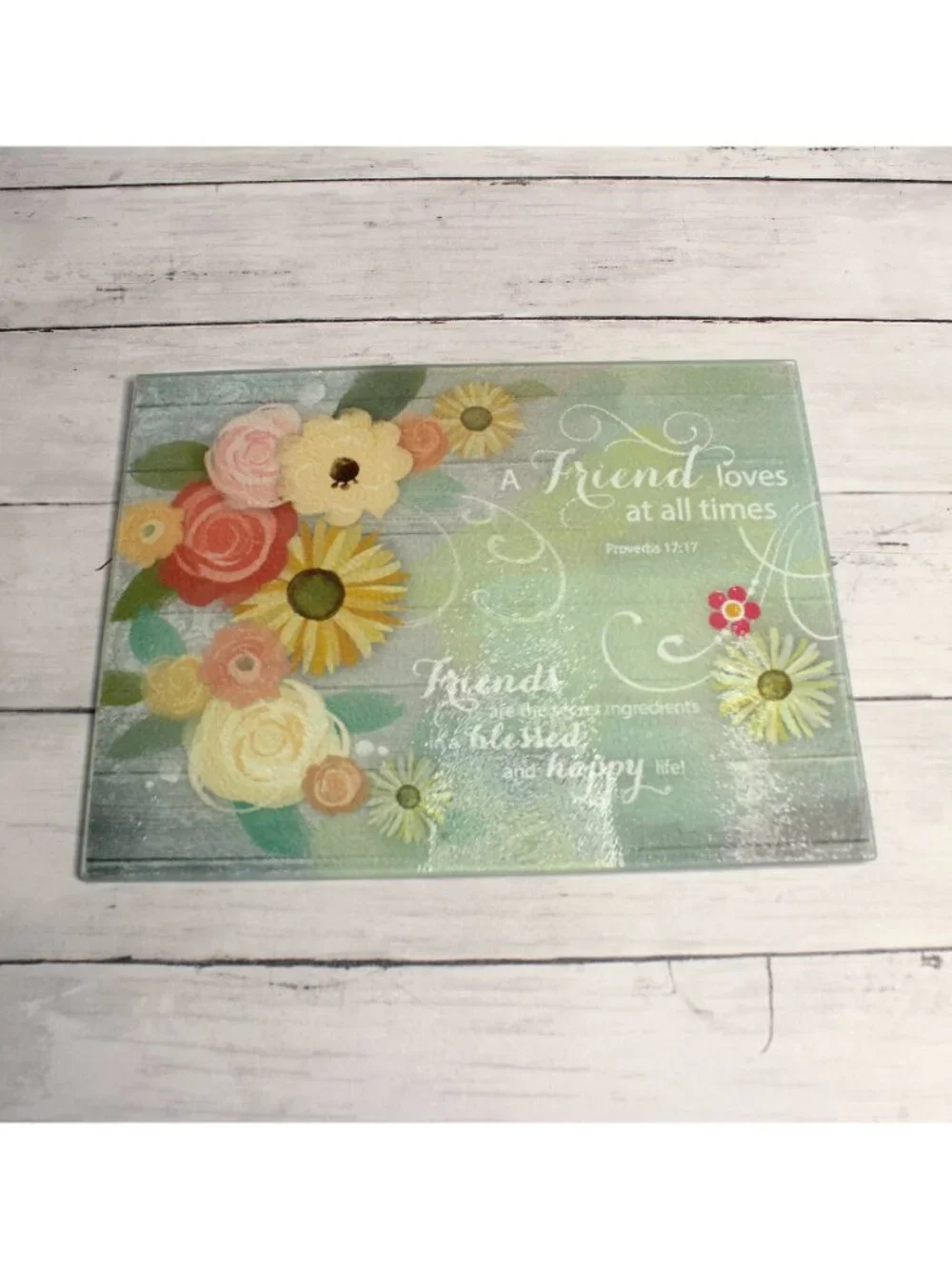 Abbey Gift Glass Cutting Board Kitchen Trivet Bible Verse Proverbs 17:17 Friend